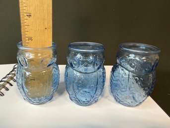 Three Blue Owl Vases Just Under 3' Tall