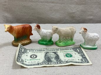 4 Vintage Ceramic Farm Animals - Priceless