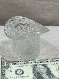Vintage Fenton Clear Daisy And Button Art Glass Top Hat