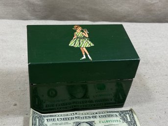 Vintage Index Card Box With Girl.