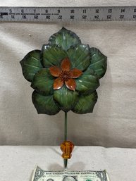 Metal Flower Hook With Glass Knob