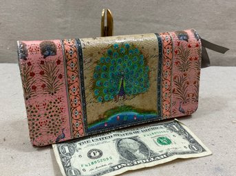 Papaya Wallet (original Retail $75) Peacock Design.