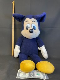 Approx 20'Vintage  Navy Blue Mickey Mouse Stuffed Animal. Knickerbocker