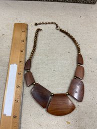 Wood Beaded Mod Necklace Adjustable