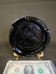 Vintage Black Glass Ashtray 5.5' Diameter