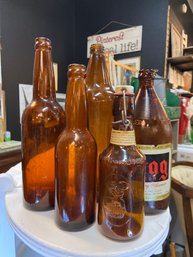 5 Vintage Amber Bottles