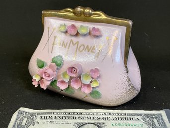 Lefton 'Pin Money' Porcelain Purse Bank
