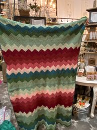 Beautiful And Warm 46' X 66' Wool Knitted(crochet)? Blanket. Great Shape