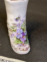 Wesley China Handpainted Boot With Violets Vase