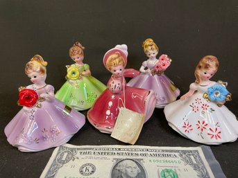 Set Of 5 Josef Original Birth Month Figurines.  Adorable And In Great Shape