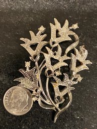 Vintage Silver And Rhinestone Pin