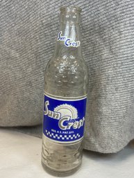 Vintage 1948 Sun Crest Soda Glass Bottle 10 Fl Oz