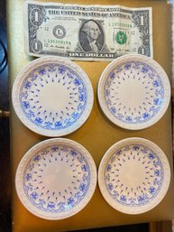 Spode's Ermine Blue England - Set Of 4 Little Plates (butter Maybe) Adorable.