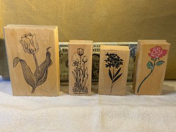 Set Of Rubber Stamps Stem Florals