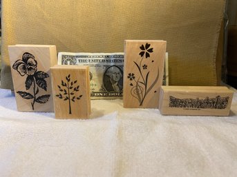 Set Of Rubber Stamps Floral With Pansy