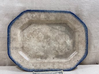 Stunning Antique Blue And White Platter.