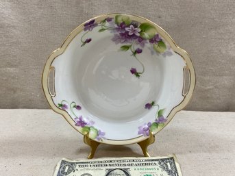 Antique Handpainted Violet Dish In Beautiful Condition