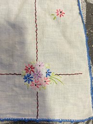 28' Square Linen Hand Embroidered