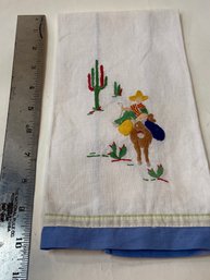 Linen Tea Towel Hand Embroidered