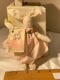 Adorable Vintage Stuffed Bunny With Vintage Card Attached