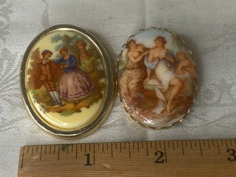Two Vintage Cameo Pins