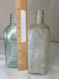 Champion Embalming Fluid Bottle And Pale Green Medicine Bottle