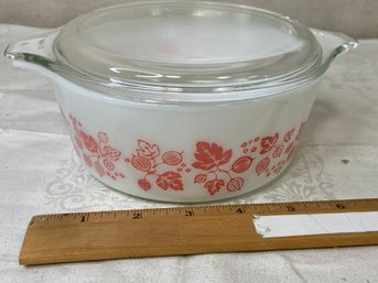 Pink And White Pyrex With Lid 1.5 Pint