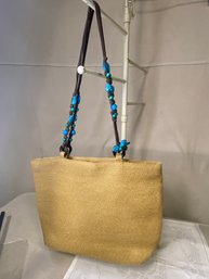 Soft Straw Bag With Beaded Straps.  Super Cute And Great Shape