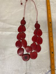Red Tagua Nut Necklace New