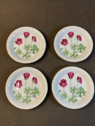 4 Perfect Vintage Coasters With Poppies (sort Of A Dark Pink). Not Orange