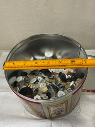 Big Tin Full Of Old Buttons