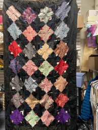 Handquilted Stunning Satin And Silk Quilt