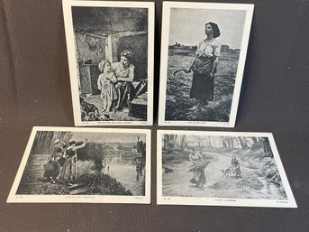 Four  Antique Prints, Women Related #17  Different Artists. See Description