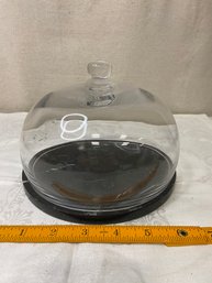 Black Marble And Glass Dome Cheese Tray