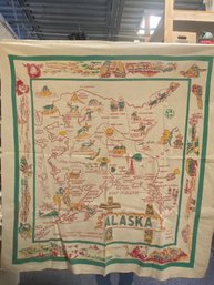 1950s Vintage Alaska Wall Hanging Or Tablecloth.
