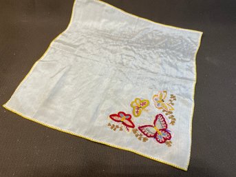 Magnificent 12.5' Square Silk Handkerchief With 3D Butterflies