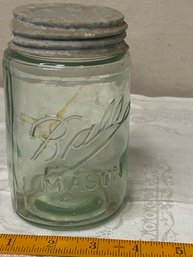 Pale Green Ball Mason Jar Pint -very Old