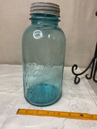 1/2 Gallon Blue Ball Jar With Old Lid