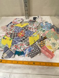Bag Of Vintage Fabric Cut Into Squares, Ready To Put Together