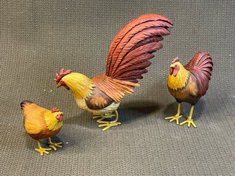 Rooster And Chicken Figurine Set (new)