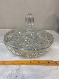 Clear Glass Lidded Candy Dish Anchor Hocking Vintage 60s