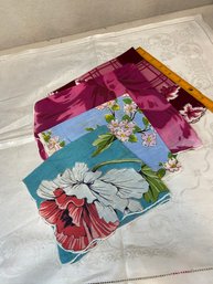 4 Gorgeous Vintage Pink Floral Handkerchiefs