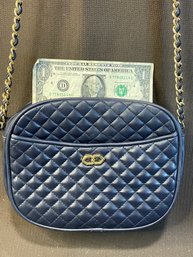 Navy Blue 'leather' Smaller Handbag.