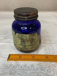 Small Vintage Cobalt Blue Menthol Rub Jar