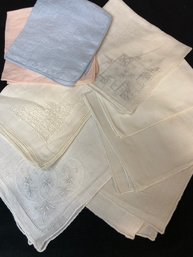 8 Smaller Linen Handkerchiefs. Approx 12x12'