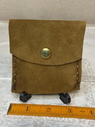 Very Old Handmade Leather Bag With Snap