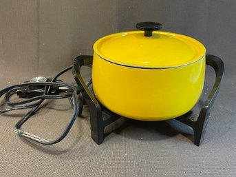 Bright Yellow 1970s Fondue Pot - Works Great!!