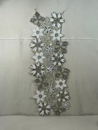 Stunning White And Silver Beaded Table Runner