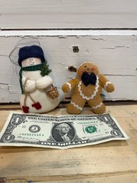 Felt Ornaments - Snowman And Gingerbread Man