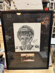 Framed Drawing Of Ed McCaffrey With Signature